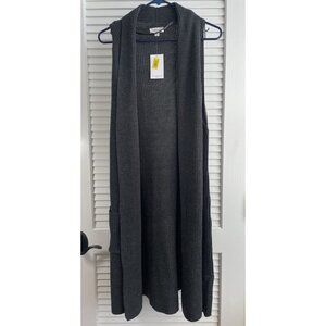 Westbound Grey Long Sleeveless Women's Cardigan with Pockets Size 2X NWT
